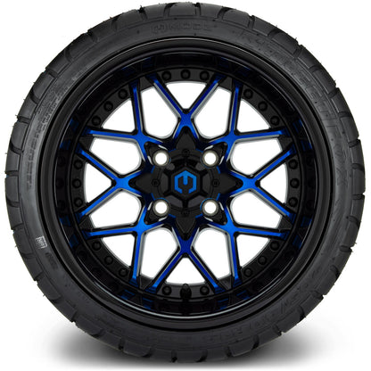 MODZ® 14" Formula Blue and Black Wheels & Street Tires Combo