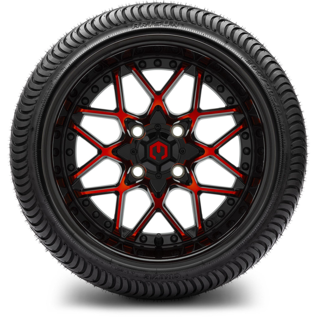 MODZ® 14" Formula Red and Black Wheels & Street Tires Combo