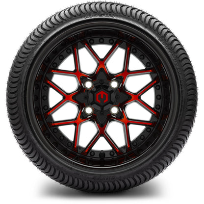 MODZ® 14" Formula Red and Black Wheels & Street Tires Combo
