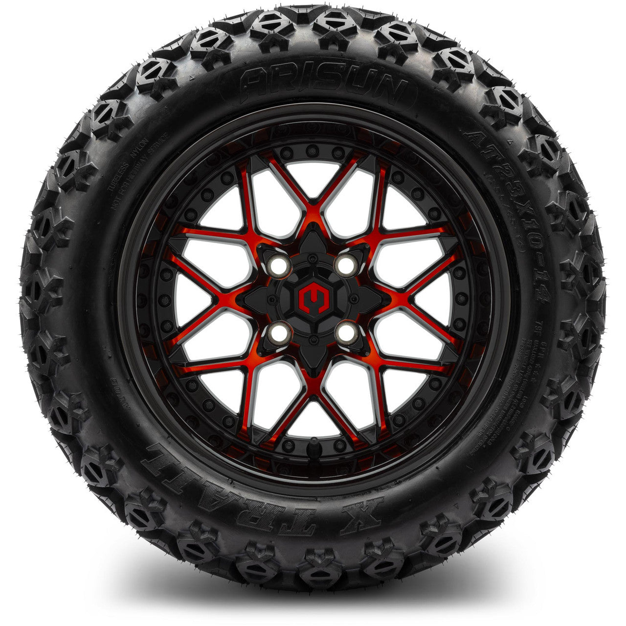 MODZ® 14" Formula Red and Black Wheels & Off-Road Tires Combo