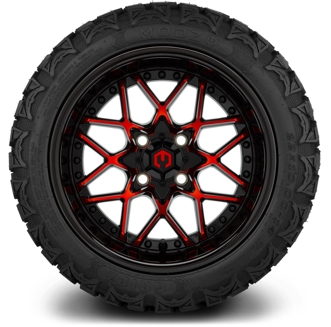 MODZ® 14" Formula Red and Black Wheels & Off-Road Tires Combo