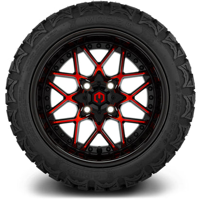 MODZ® 14" Formula Red and Black Wheels & Off-Road Tires Combo