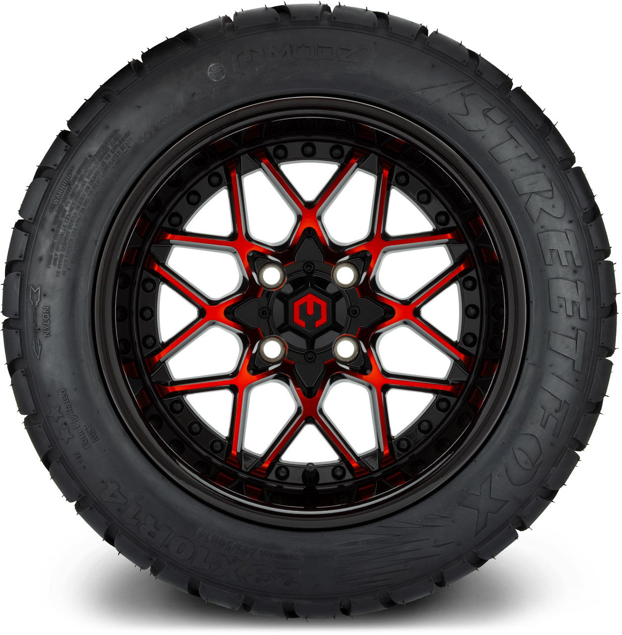 MODZ® 14" Formula Red and Black Wheels & Street Tires Combo