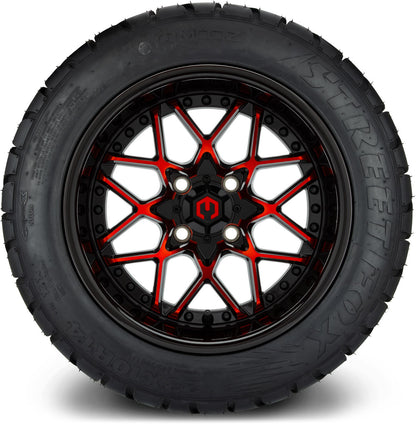 MODZ® 14" Formula Red and Black Wheels & Street Tires Combo