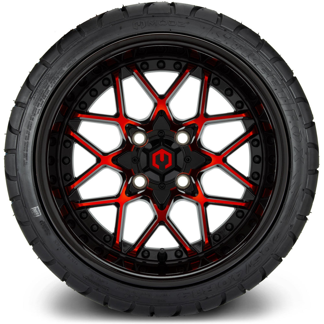 MODZ® 14" Formula Red and Black Wheels & Street Tires Combo