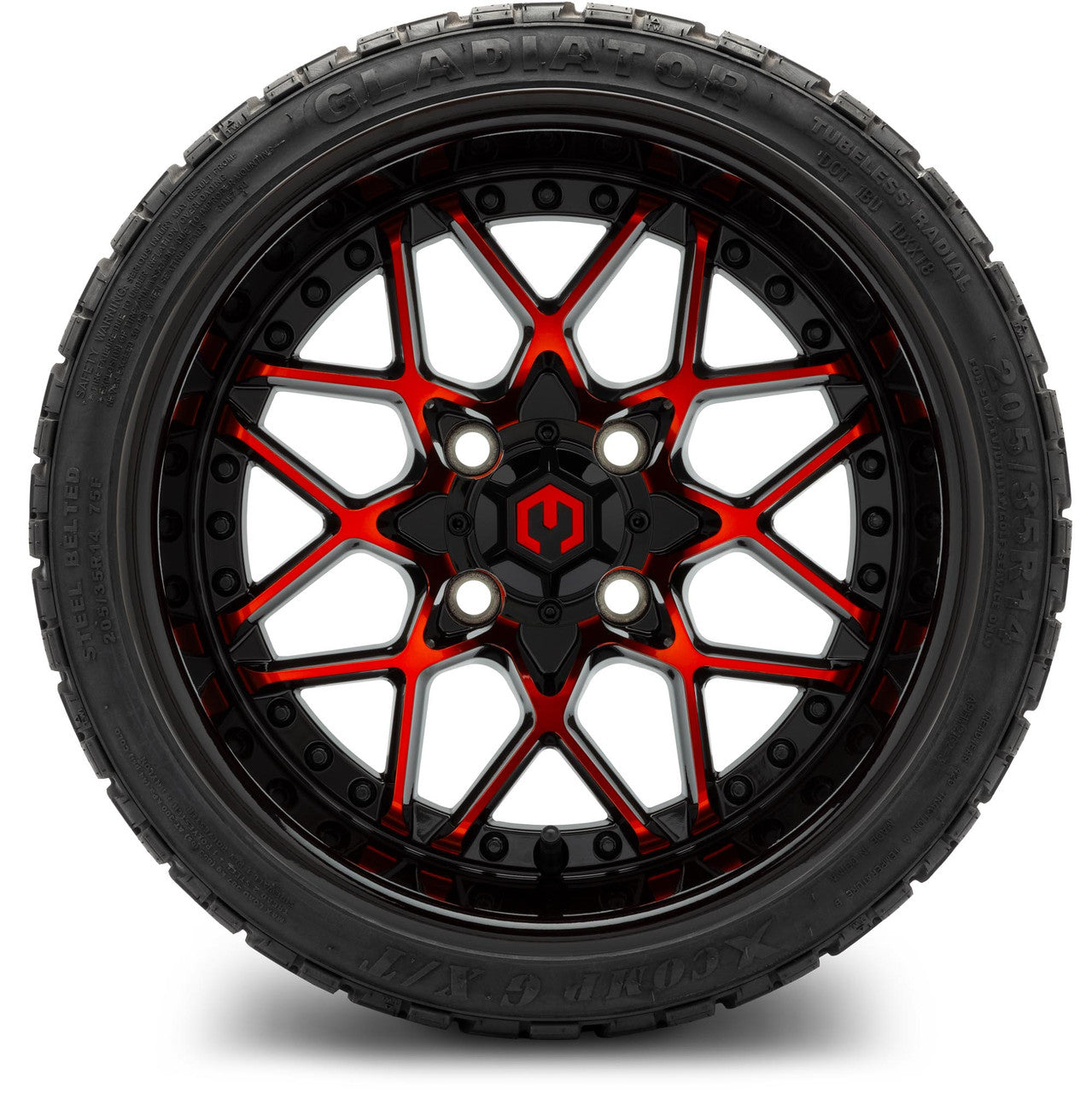 MODZ® 14" Formula Red and Black Wheels & Off-Road Tires Combo