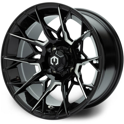 MODZ® Chaos Glossy Black with Ball Mill 14" Golf Cart Wheel