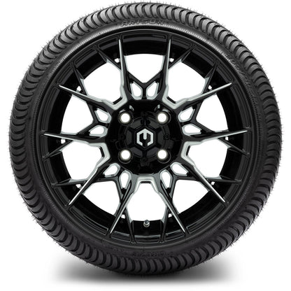 MODZ® 14" Chaos Glossy Black with Ball Mill Wheels & Street Tires Combo