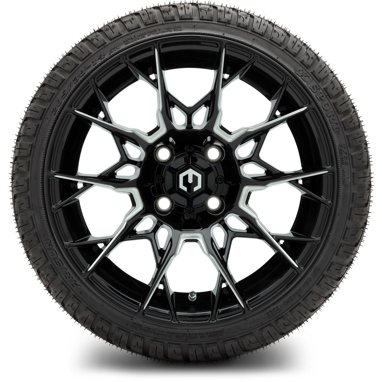MODZ® 14" Chaos Glossy Black with Ball Mill Wheels & Street Tires Combo