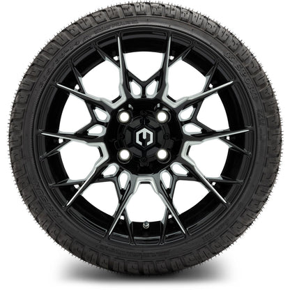 MODZ® 14" Chaos Glossy Black with Ball Mill Wheels & Street Tires Combo