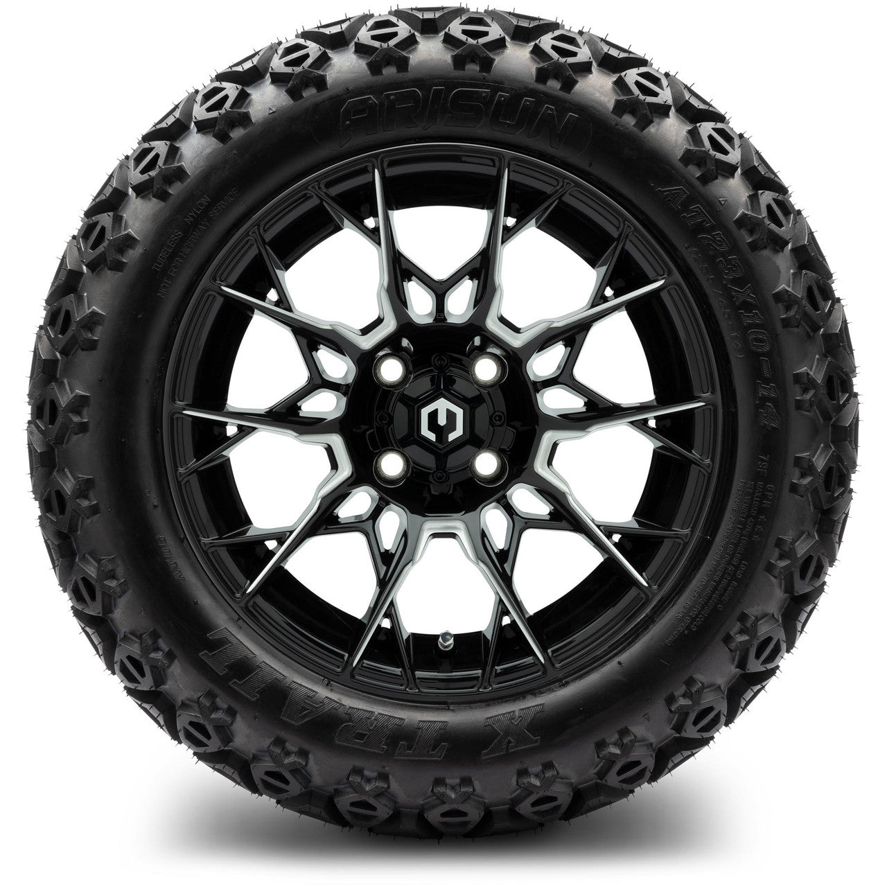 MODZ® 14" Chaos Glossy Black with Ball Mill Wheels & Off-Road Tires Combo
