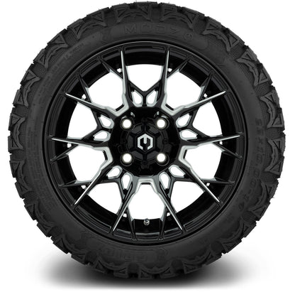 MODZ® 14" Chaos Glossy Black with Ball Mill Wheels & Off-Road Tires Combo