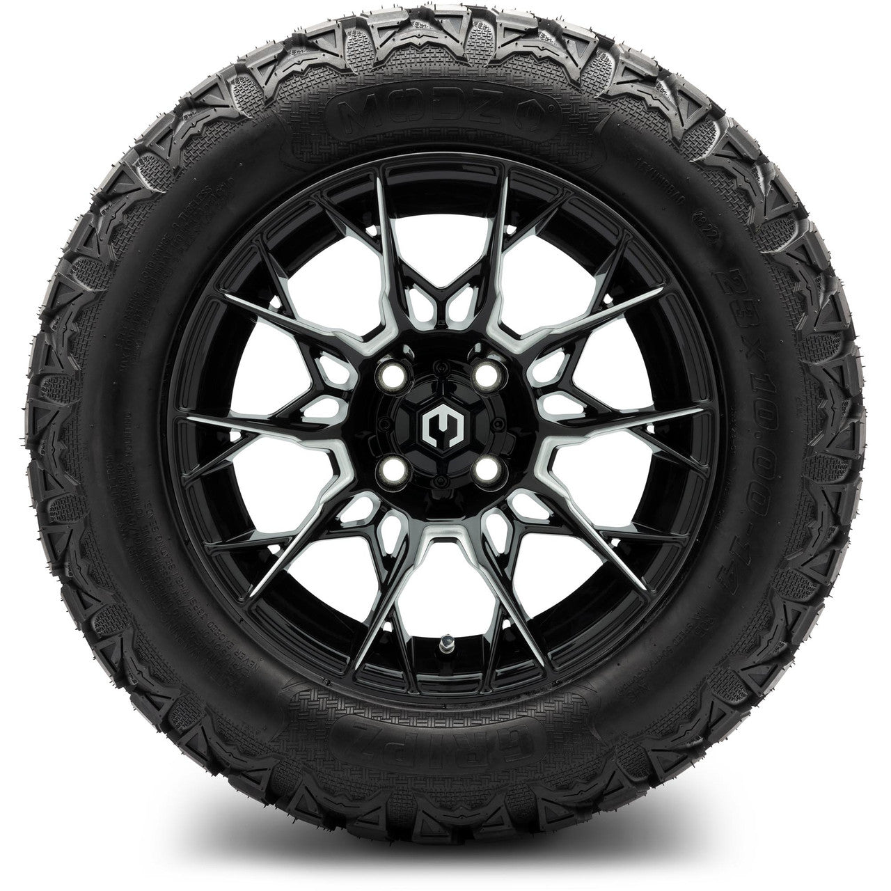MODZ® 14" Chaos Glossy Black with Ball Mill Wheels & Off-Road Tires Combo