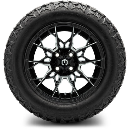 MODZ® 14" Chaos Glossy Black with Ball Mill Wheels & Off-Road Tires Combo