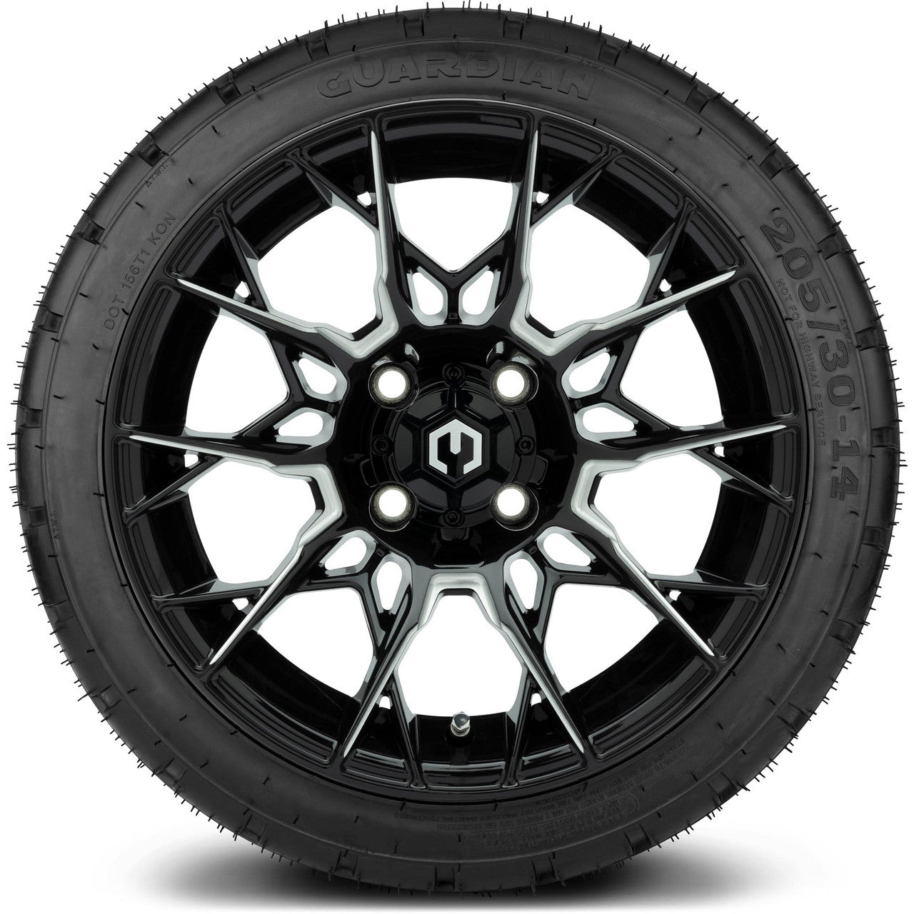MODZ® 14" Chaos Glossy Black with Ball Mill Wheels & Street Tires Combo