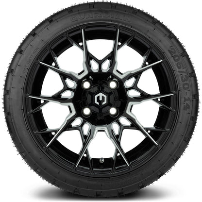 MODZ® 14" Chaos Glossy Black with Ball Mill Wheels & Street Tires Combo