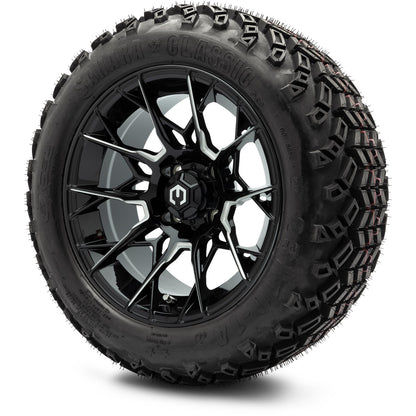 MODZ® 14" Chaos Glossy Black with Ball Mill Wheels & Off-Road Tires Combo