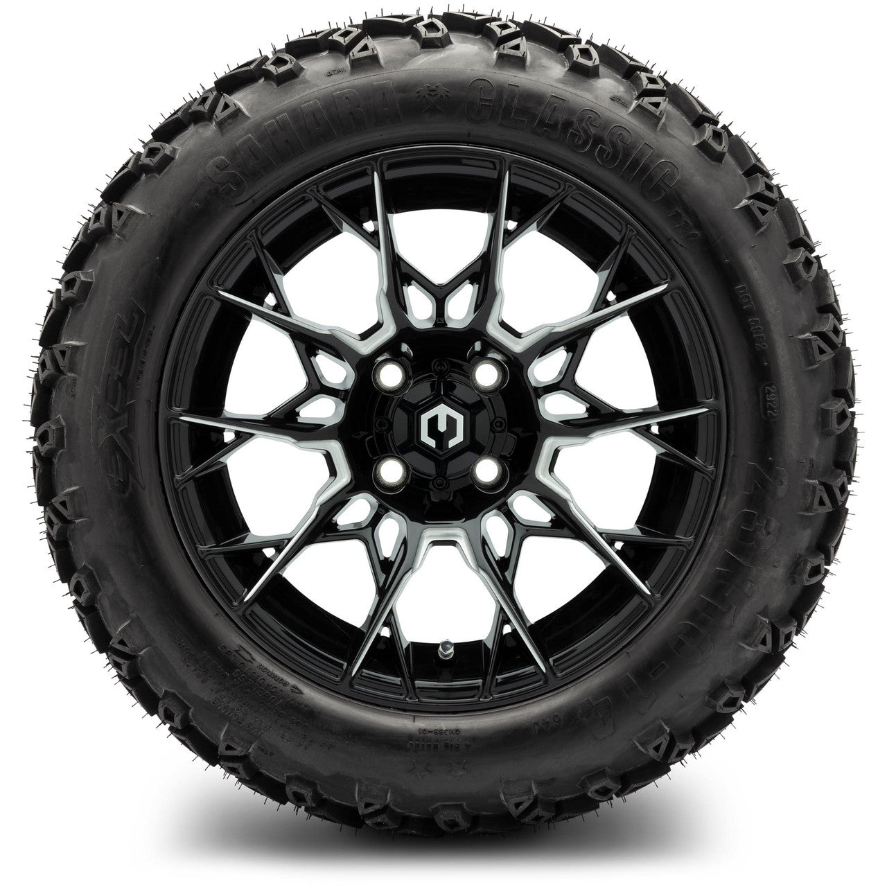 MODZ® 14" Chaos Glossy Black with Ball Mill Wheels & Off-Road Tires Combo