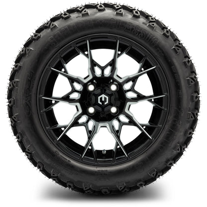 MODZ® 14" Chaos Glossy Black with Ball Mill Wheels & Off-Road Tires Combo