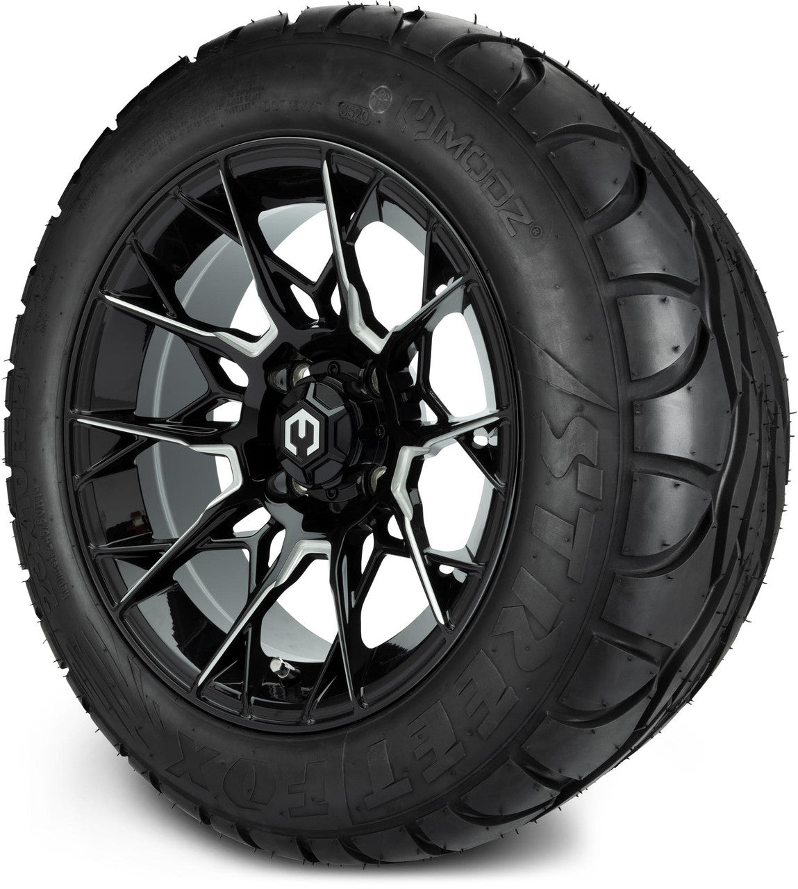 MODZ® 14" Chaos Glossy Black with Ball Mill Wheels & Street Tires Combo