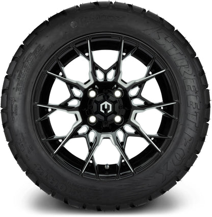 MODZ® 14" Chaos Glossy Black with Ball Mill Wheels & Street Tires Combo