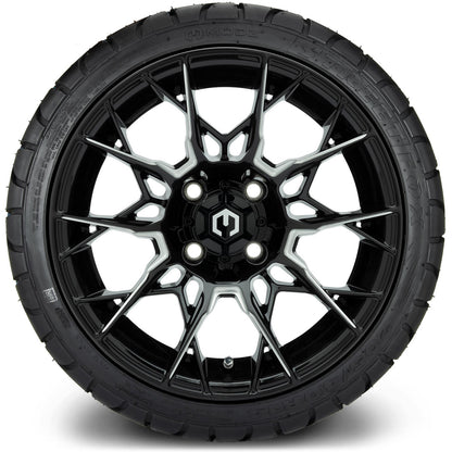 MODZ® 14" Chaos Glossy Black with Ball Mill Wheels & Street Tires Combo