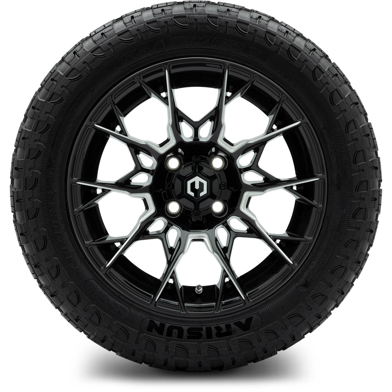 MODZ® 14" Chaos Glossy Black with Ball Mill Wheels & Off-Road Tires Combo