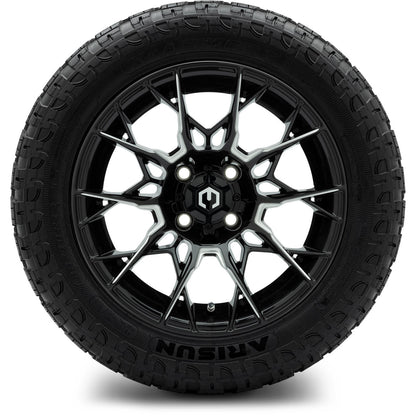 MODZ® 14" Chaos Glossy Black with Ball Mill Wheels & Off-Road Tires Combo