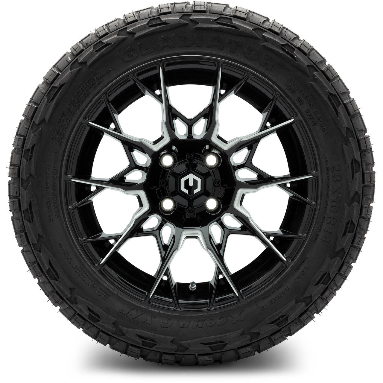 MODZ® 14" Chaos Glossy Black with Ball Mill Wheels & Off-Road Tires Combo