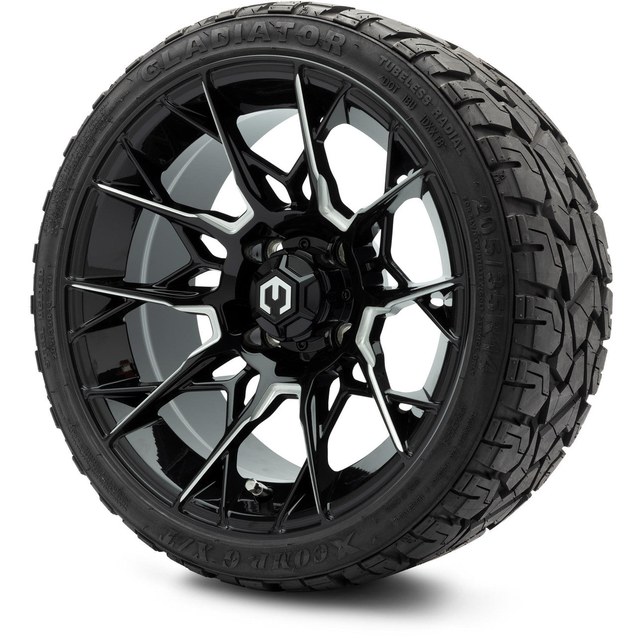MODZ® 14" Chaos Glossy Black with Ball Mill Wheels & Off-Road Tires Combo