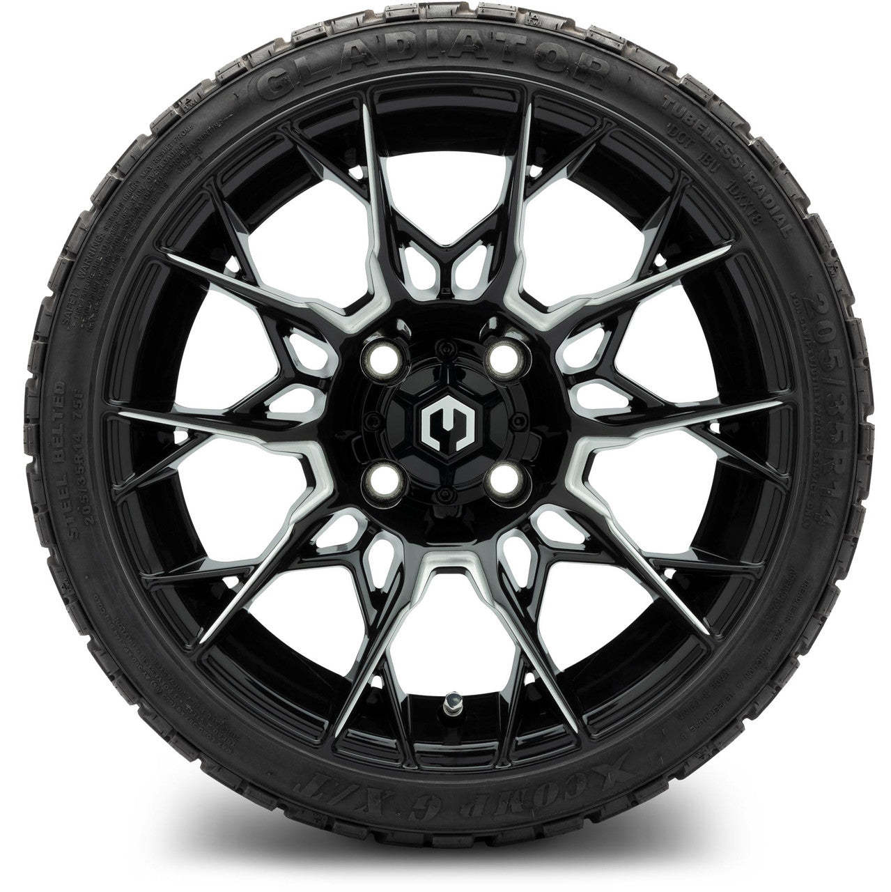 MODZ® 14" Chaos Glossy Black with Ball Mill Wheels & Off-Road Tires Combo