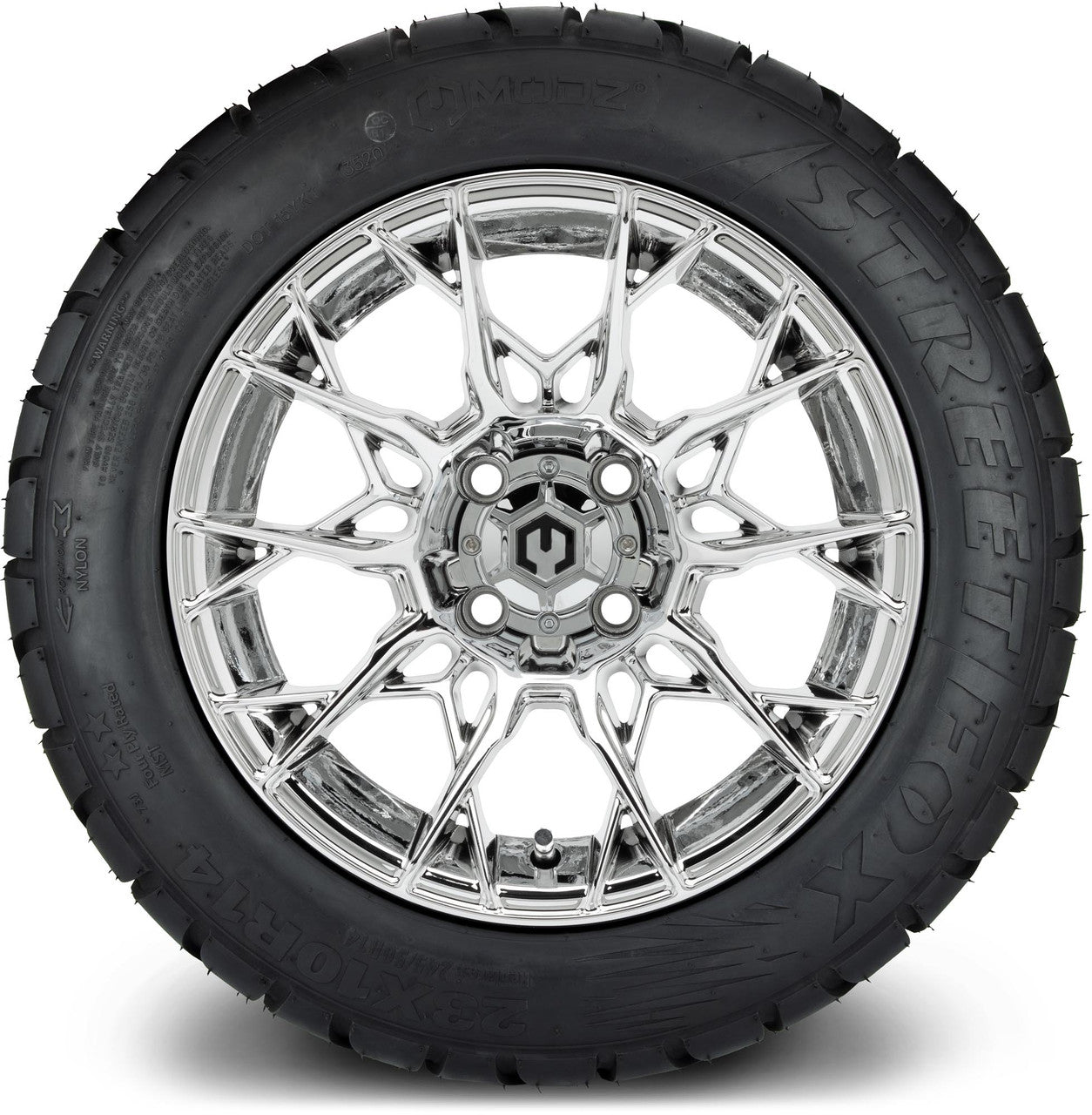 MODZ® 14" Chaos Chrome Wheels & Street Tires Combo
