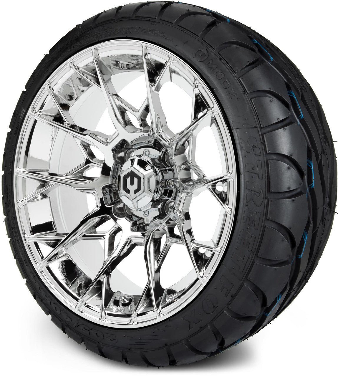 MODZ® 14" Chaos Chrome Wheels & Street Tires Combo