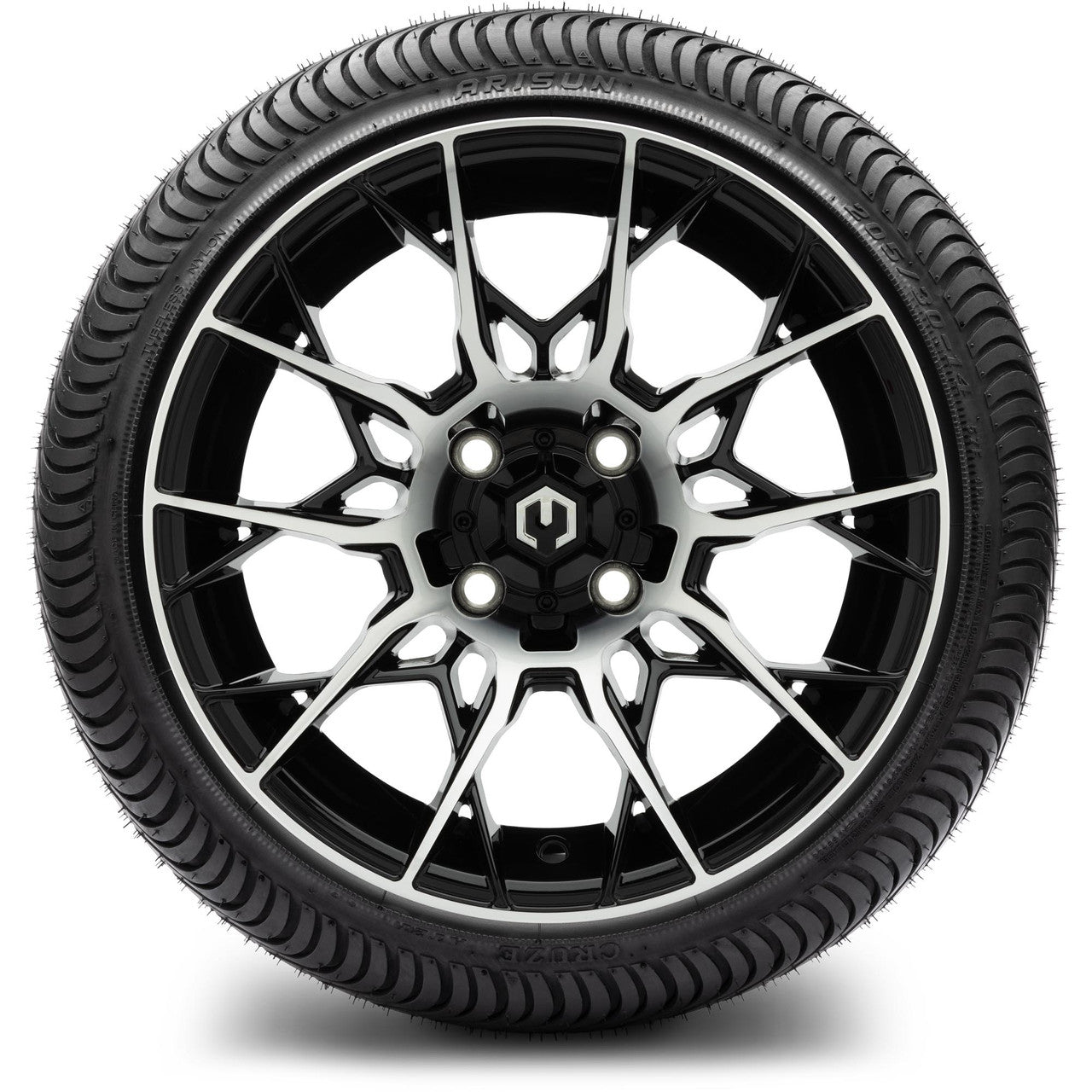 MODZ® 14" Chaos Machined Black Wheels & Street Tires Combo