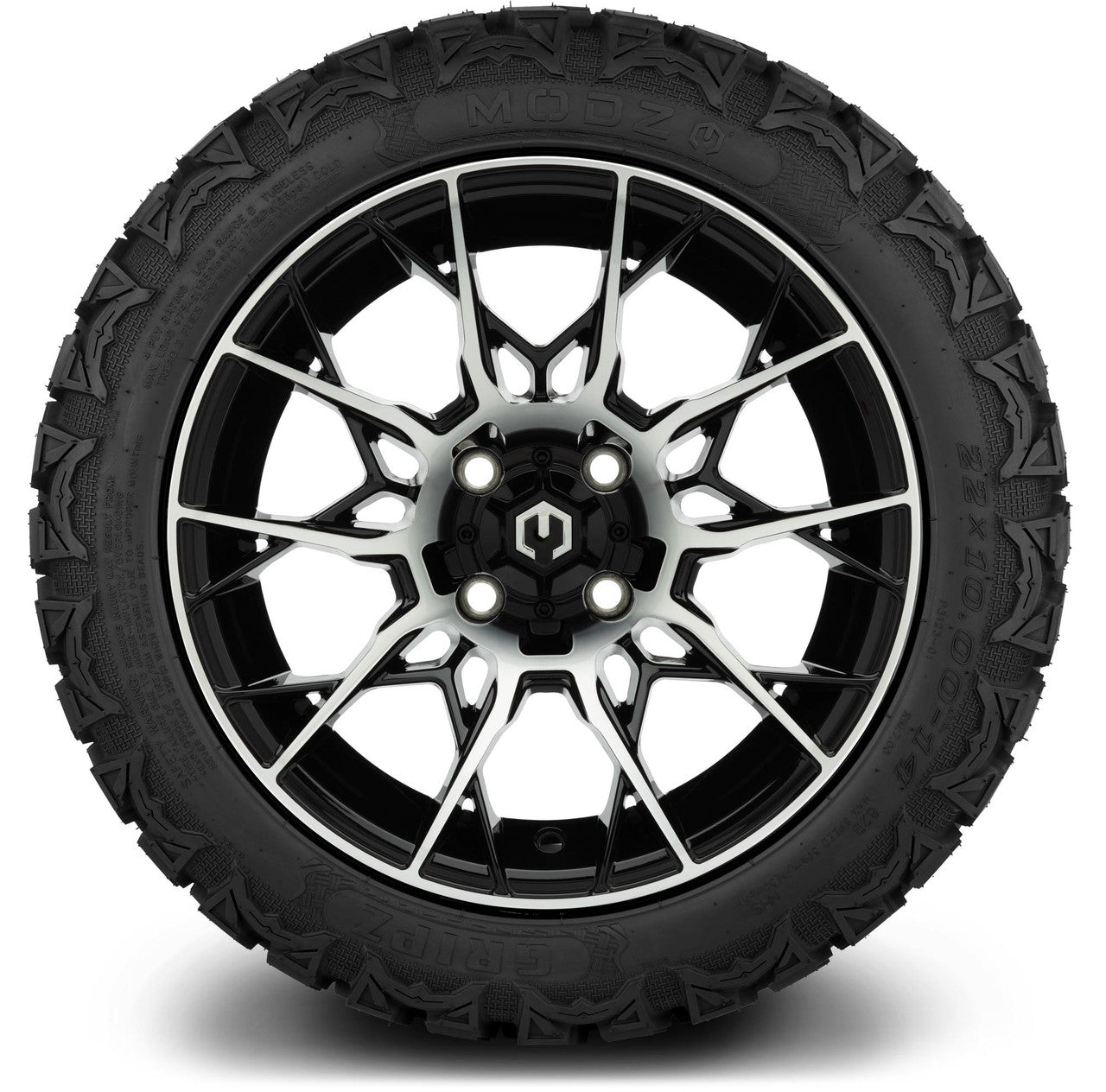 MODZ® 14" Chaos Machined Black Wheels & Off-Road Tires Combo