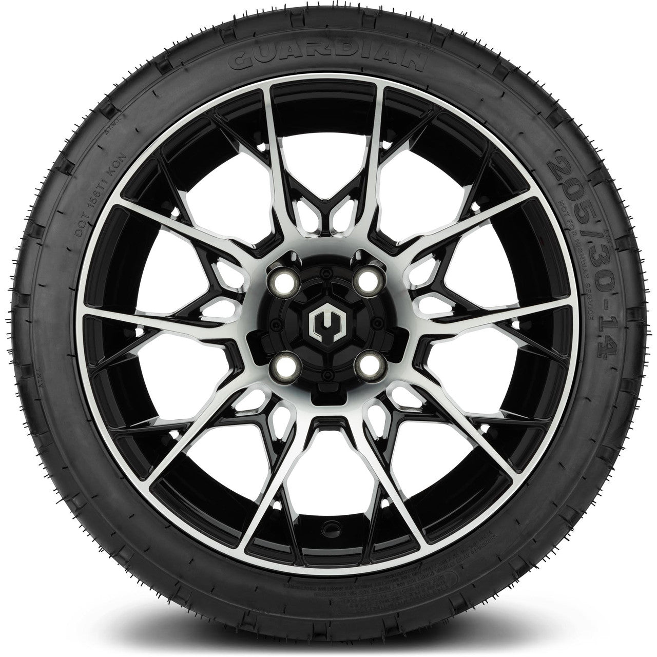 MODZ® 14" Chaos Machined Black Wheels & Street Tires Combo