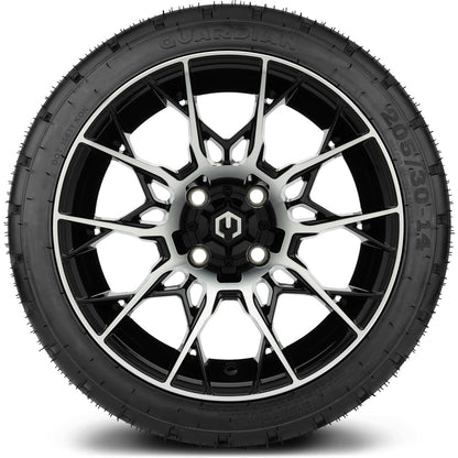 MODZ® 14" Chaos Machined Black Wheels & Street Tires Combo