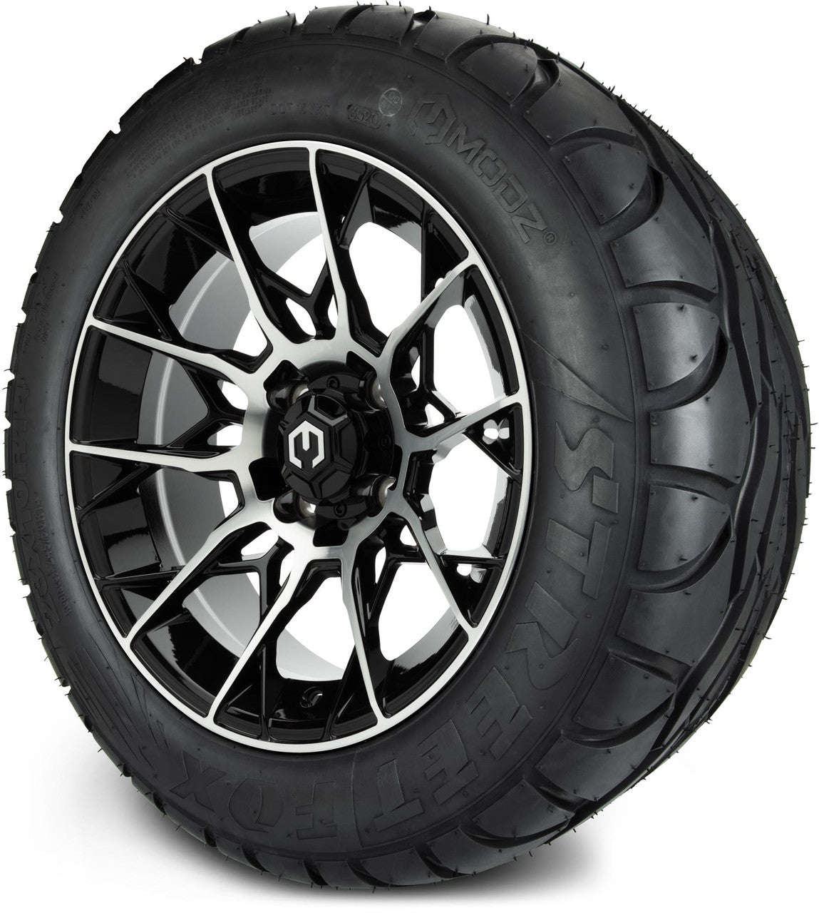 MODZ® 14" Chaos Machined Black Wheels & Street Tires Combo