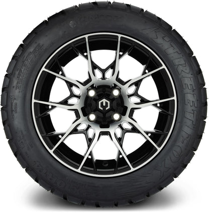 MODZ® 14" Chaos Machined Black Wheels & Street Tires Combo
