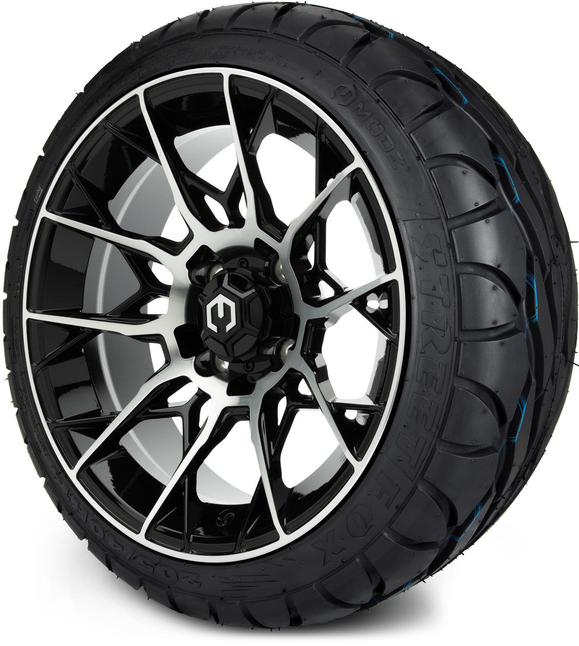 MODZ® 14" Chaos Machined Black Wheels & Street Tires Combo