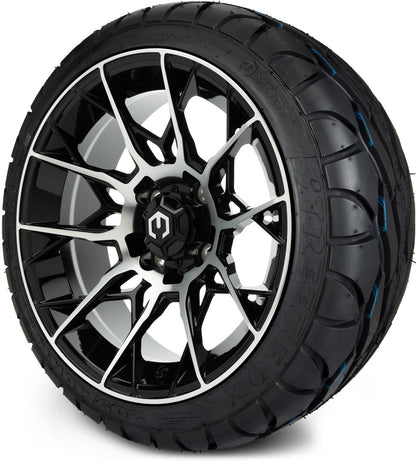 MODZ® 14" Chaos Machined Black Wheels & Street Tires Combo