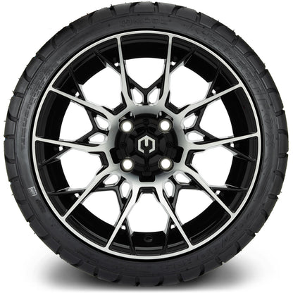 MODZ® 14" Chaos Machined Black Wheels & Street Tires Combo