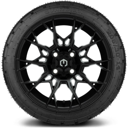 MODZ® 14" Chaos Matte Black Wheels & Street Tires Combo