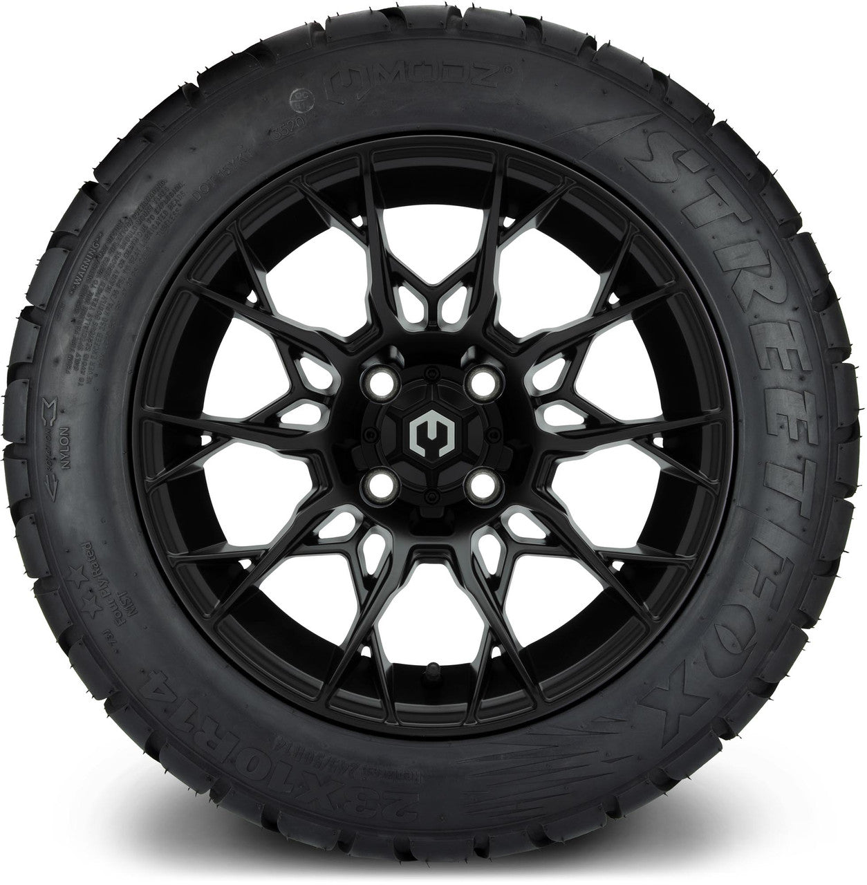 MODZ® 14" Chaos Matte Black Wheels & Street Tires Combo