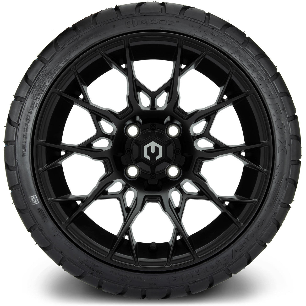 MODZ® 14" Chaos Matte Black Wheels & Street Tires Combo