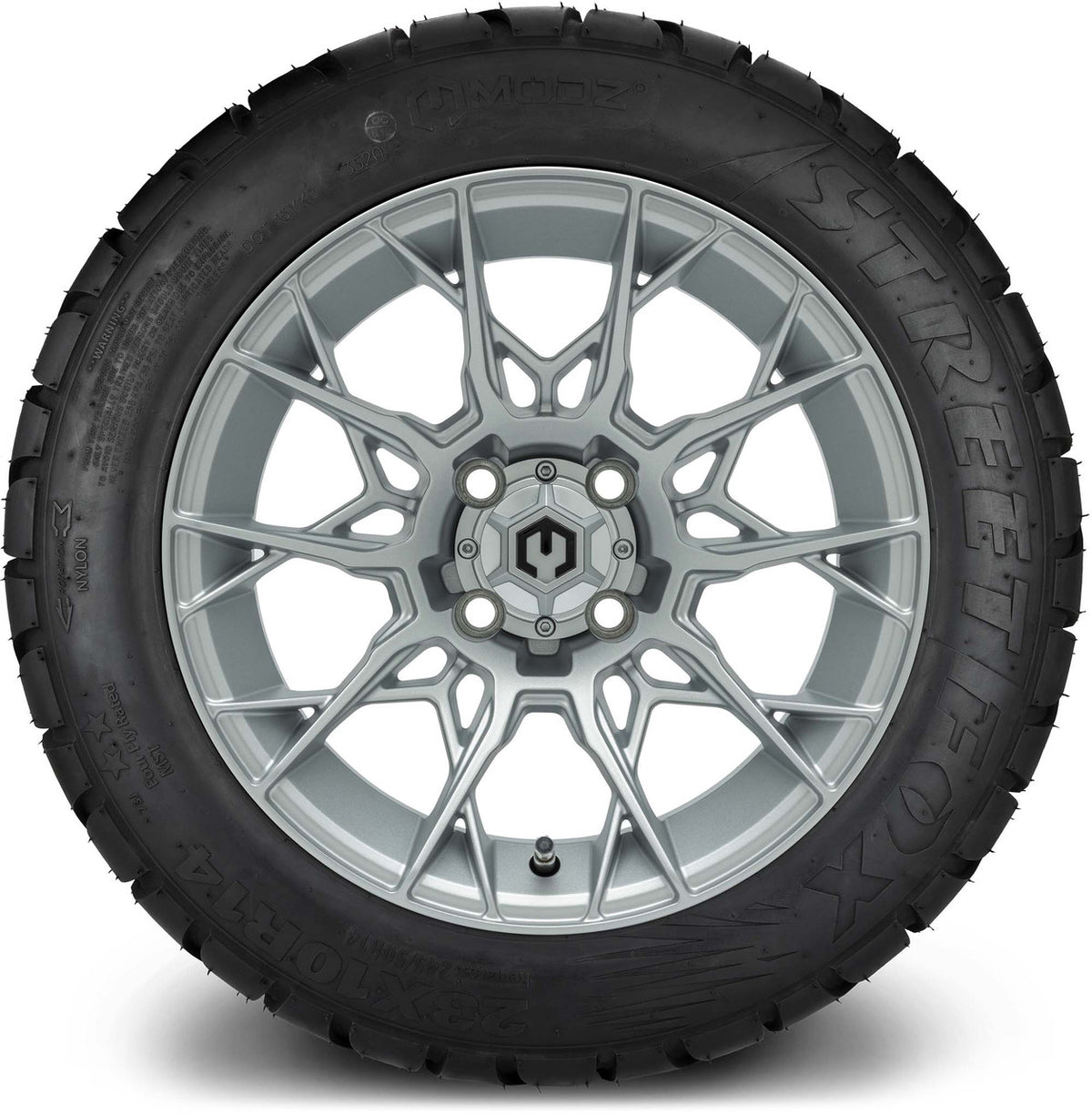 MODZ® 14" Chaos Silver Wheels & Street Tires Combo