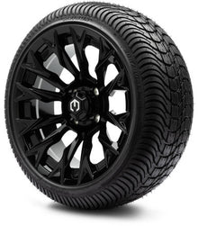 MODZ® 14" Falcon Glossy Black Wheels & Street Tires Combo