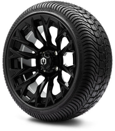 MODZ® 14" Falcon Glossy Black Wheels & Street Tires Combo
