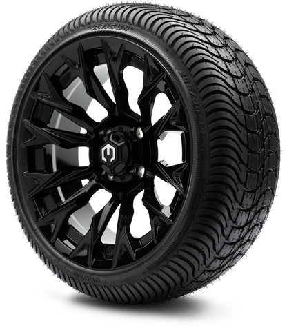 MODZ® 14" Falcon Glossy Black Wheels & Street Tires Combo