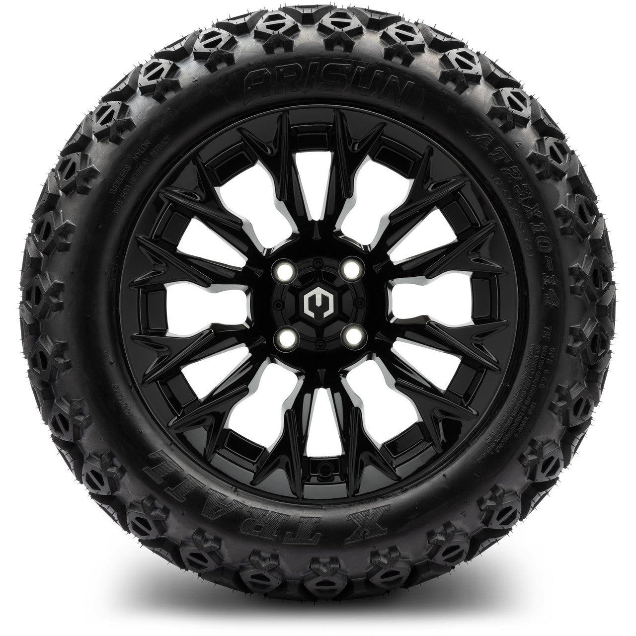 MODZ® 14" Falcon Glossy Black Wheels & Off-Road Tires Combo